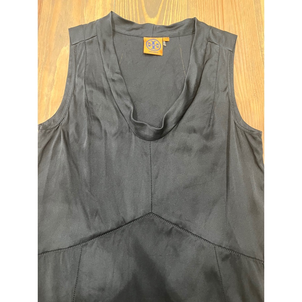 Tory Burch Black Silk Sleeveless Cowl Neck Tank Top Women's Size 6 - Picture 3 of 8